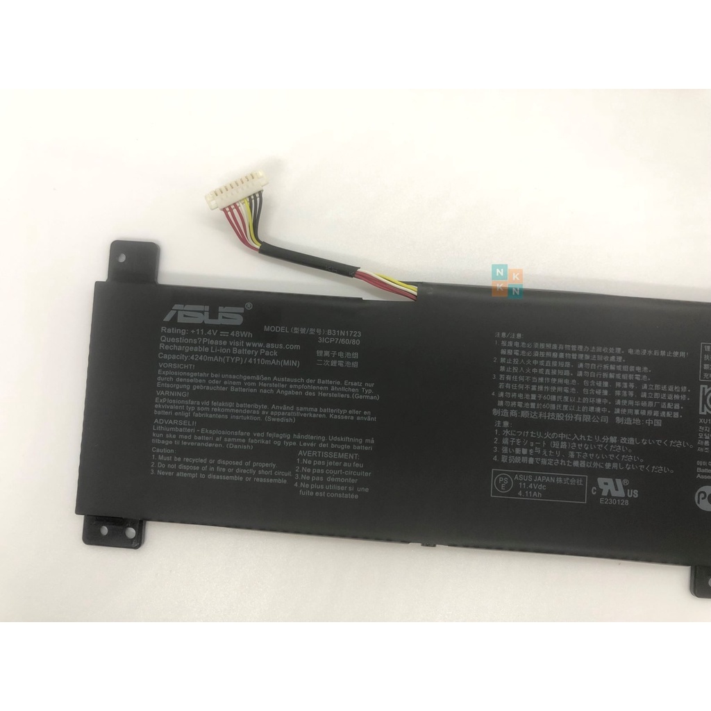 🔥B31N1723 ASUS แบตเตอรี่ ของแท้ (สำหรับ VivoBook F570ZD X570ZD R570UD M570DD K570UD X570DD FX570UD )