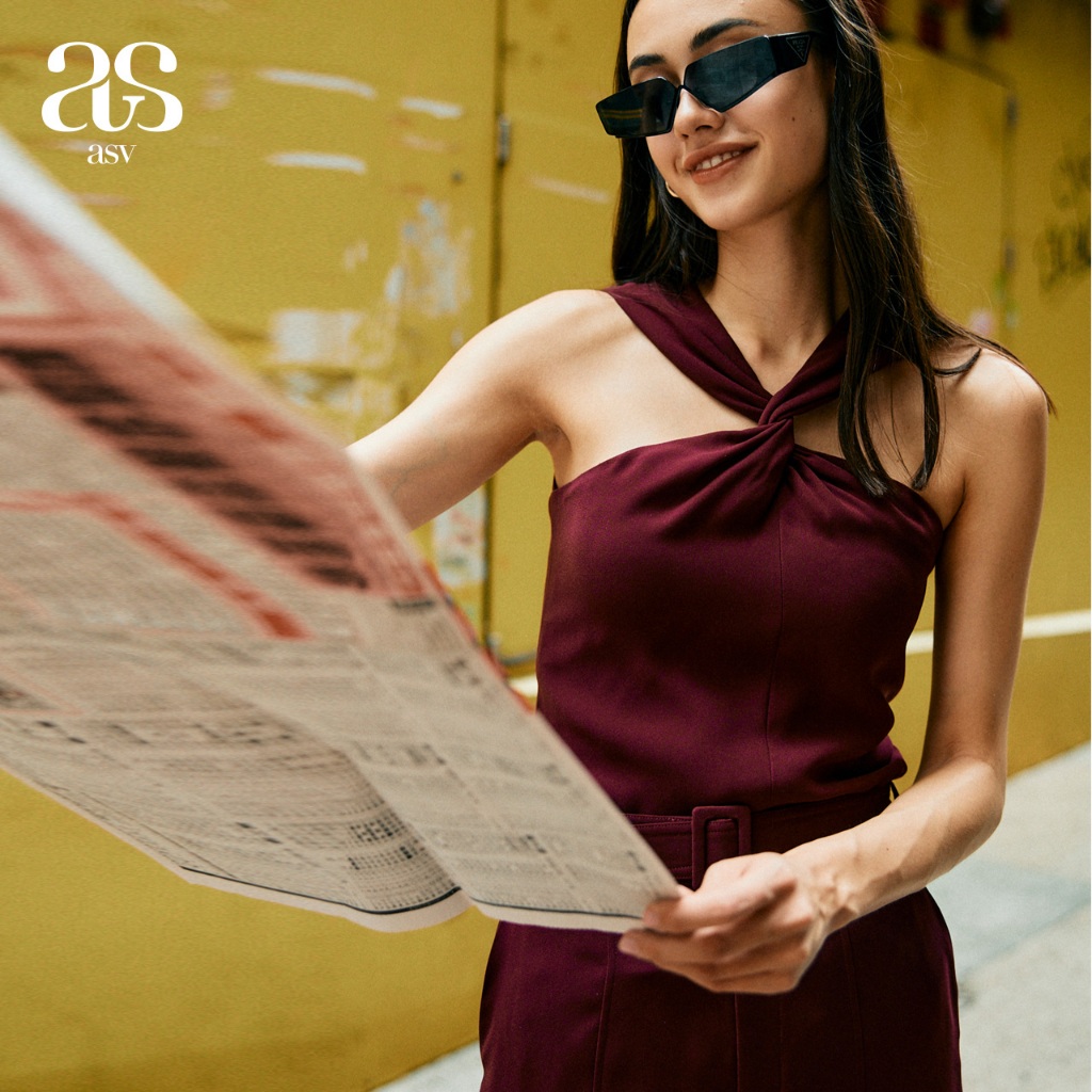 [asv aw23] Kaylee Halterneck Top เสื้อผู้หญิง แขนกุด แต่งคล้องคอ