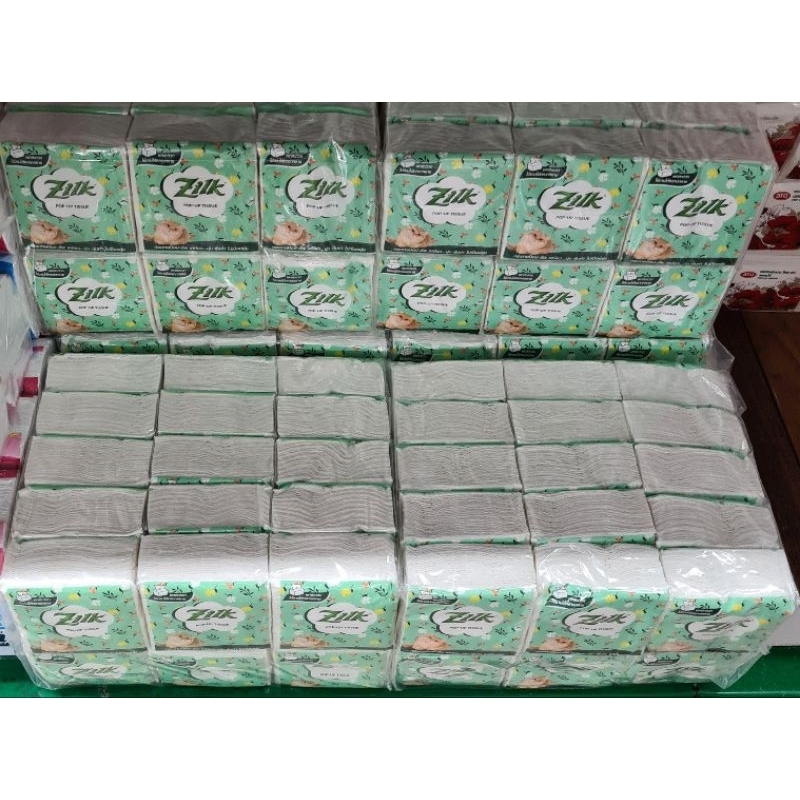 zilk pop up ซิลค์ ป๊อบอัพ (แพ็คละ 30 ห่อ) ขนาดห่อละ 50 แผ่น กระดาษเช็ดปาก food grade ทิชชู่
