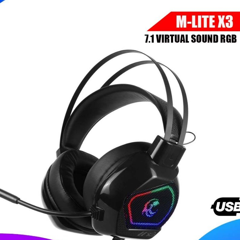 หูฟังเกมมิ่ง Tsunami M-LITE X3 7.1 Virtual Sound RGB Gaming Headphone