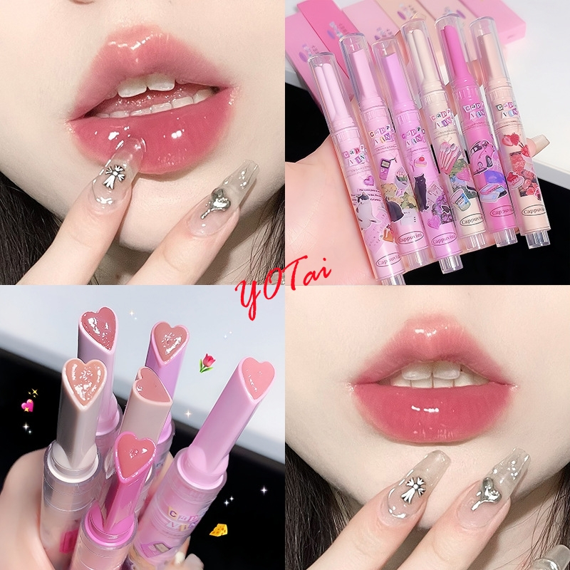 YOTAI ❤️Cappuvini❤️ ลิปสติกหัวใจ ลิปกลอส เคลือบริมฝีปาก พาสเทล นุ่มละมุน สีชัด ติดทน กันน้ำ กันเหงื่อ ติดทนนาน