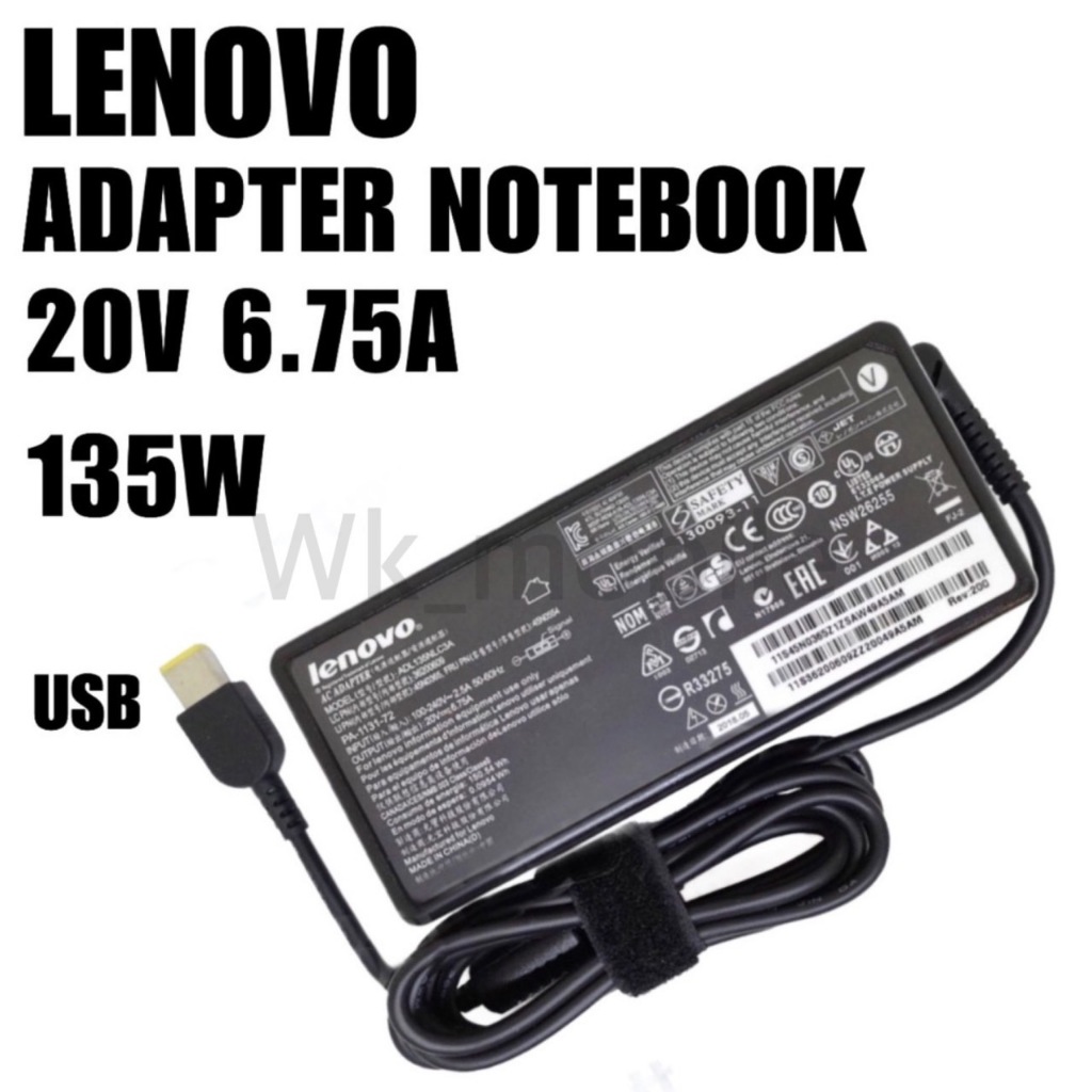 Lenovo Adapter ของแท้ 20V/6.75A 135W หัว USB สายชาร์จ Lenovo IdeaPad Gaming 3 15ARH05 สายชาร์จ เลอโนโว่ อะแดปเตอร์