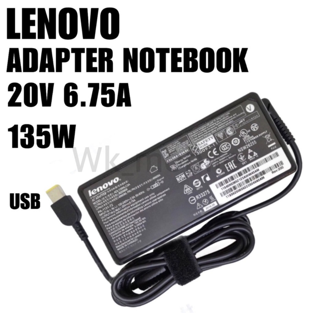 Lenovo Adapter ของแท้ 20V/6.75A 135W หัว USB สายชาร์จ Lenovo IdeaPad Gaming 3 15ARH05 สายชาร์จ เลอโน
