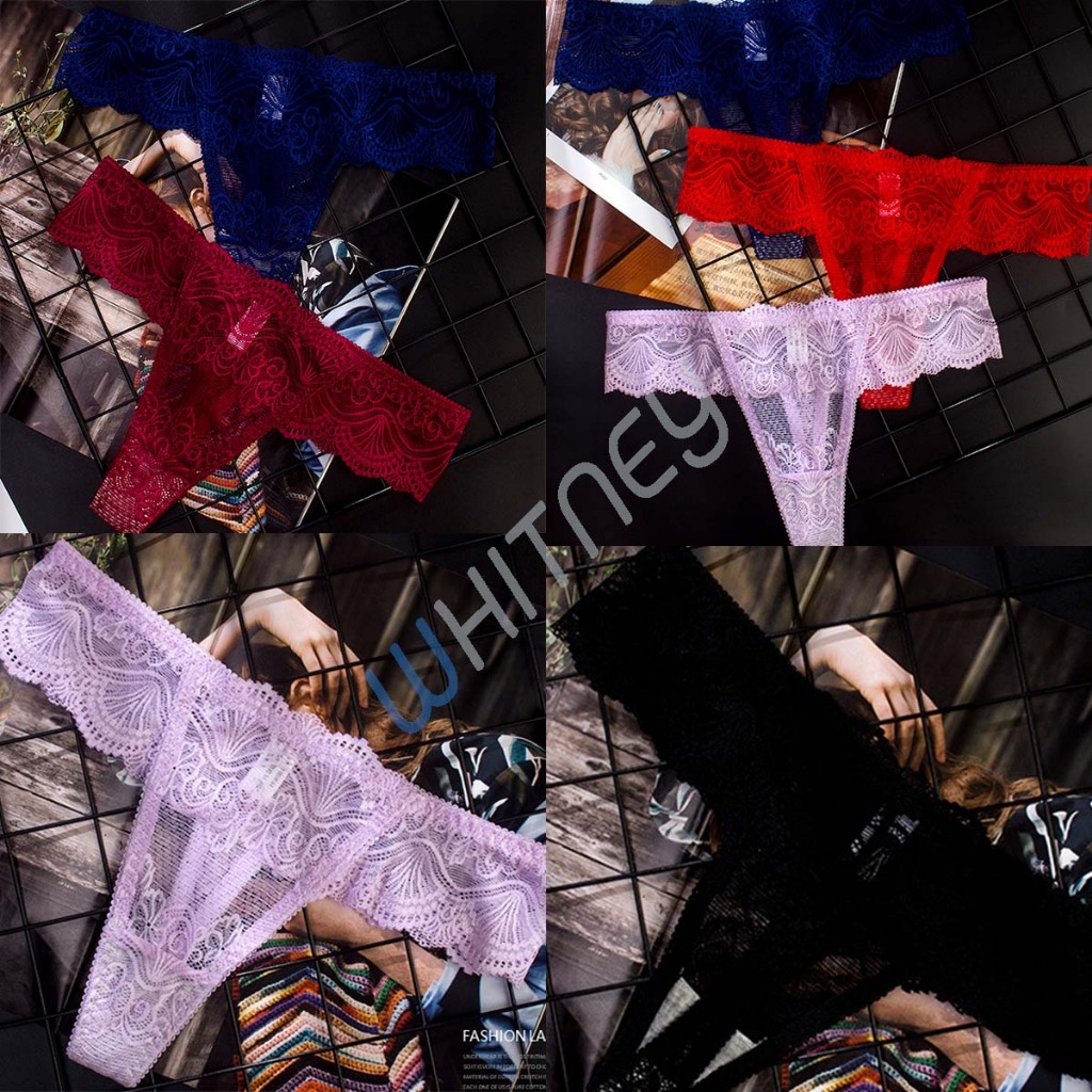กางเกงในจีสตริงผู้หญิง(G-string) ลายลูกไม้  สุด sexy (EUW45)