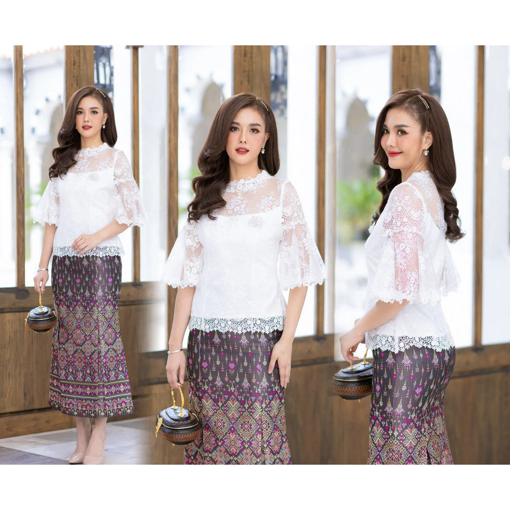 CHANIDA เสื้อลูกไม้ฝรั่งเศส ทรงแขนกระดิ่ง ทรงสวย ตรงปก งานคุณภาพ (รหัส 1003) *ราคาเฉพาะเสื้อ*