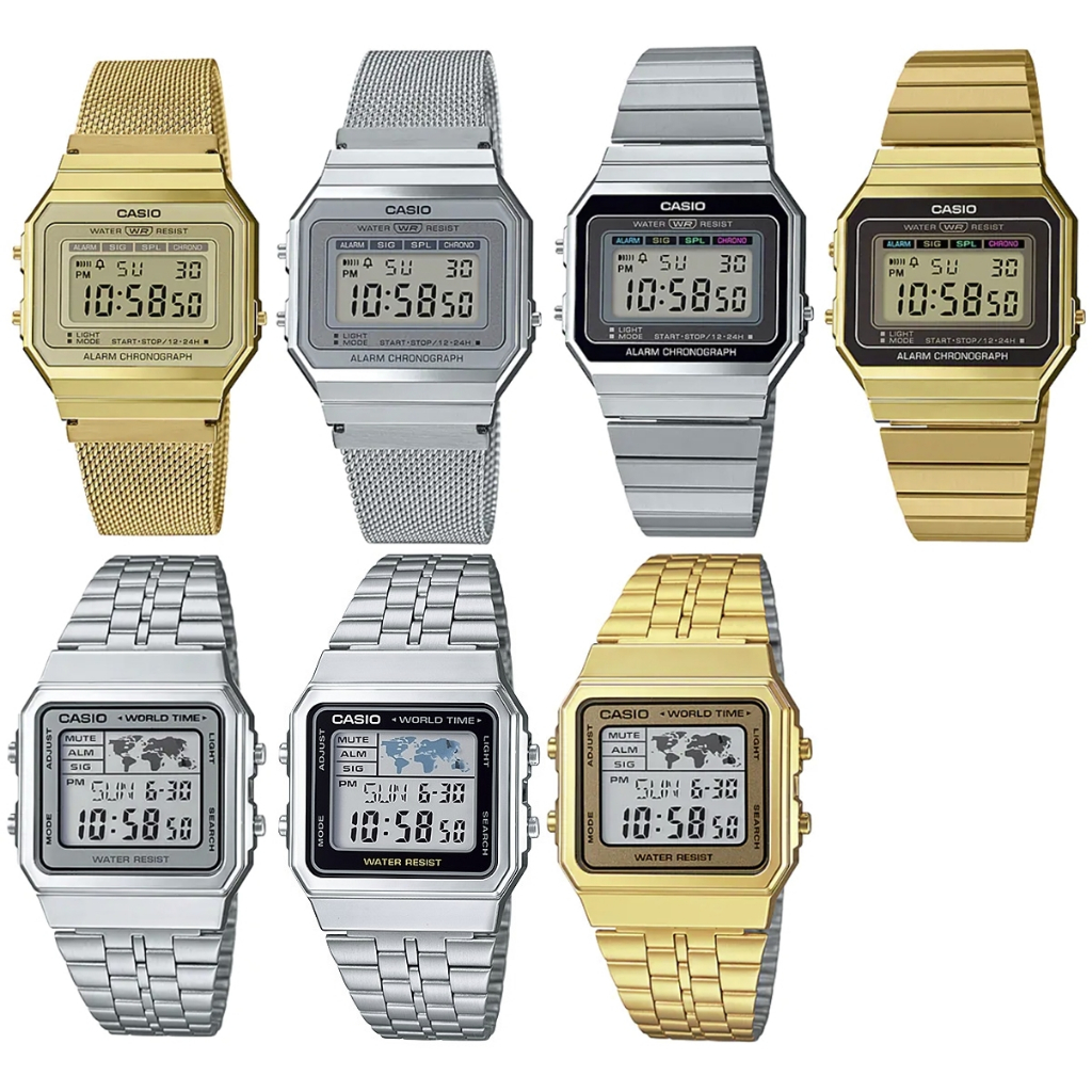 แท้ศูนย์ Casio Standard นาฬิกาข้อมือผู้ชาย สายสแตนเลส รุ่น A700 A700W A700WM A500 A500WA A500WGA