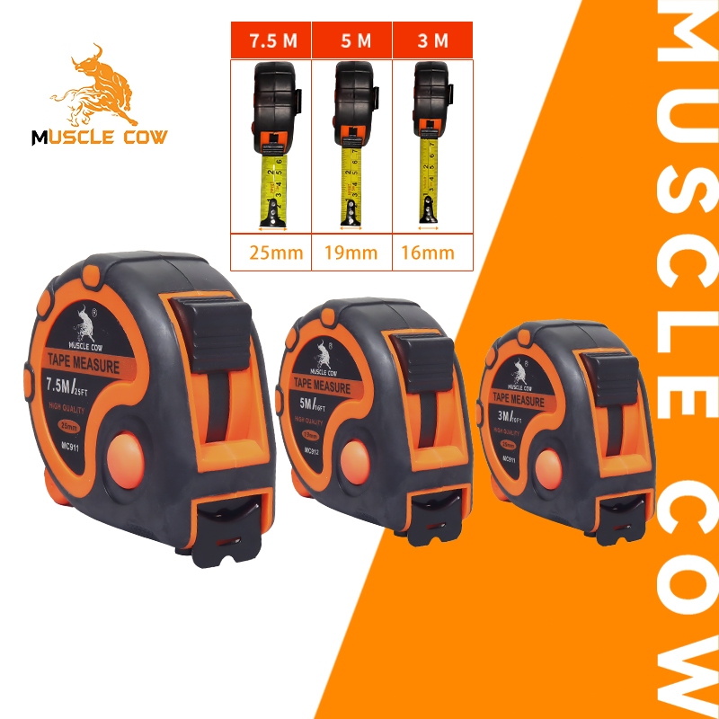 MUSCLE COW ตลับเมตร ตลับเมตรหุ้มยาง เกรดพรีเมี่ยม ขนาด 3.5m 5m 7.5m ตลับเมตร วัดแม่น ความยาวเต็ม หุ้มยาง แข็งแรง ทนทาน