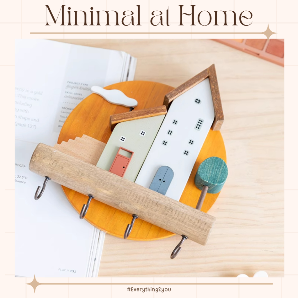 ʕ•ᴥ•ʔ ที่ห้อย ที่แขวนกุญแจ รูปบ้าน สไตล์มินิมอล ของแต่งบ้าน งาน handmade