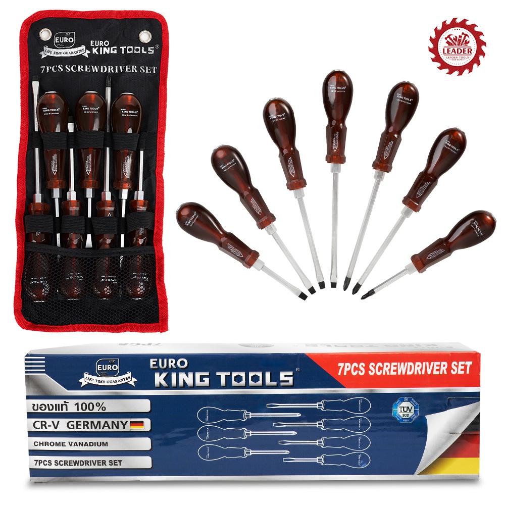 Euro King Tools ชุดไขควงตอก ท้ายตอกได้ หัวแม่เหล็ก 7ชิ้น หัวแม่เหล็ก ชุดไขควง ไขควง เครื่องมือช่าง