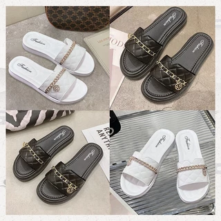 Fshoes New look 👀 รองเท้าแตะผู้หญิงสวยๆ สีพื้นคลาสสิค แต่งตัวแมทช์ง่าย สไตล์ชิคๆ ผู้ดีสุดๆ เลิฟเวอร์