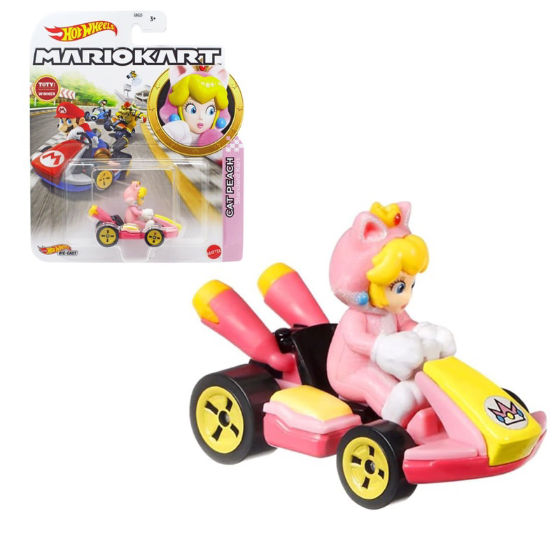 แท้ 100% จากญี่ปุ่น ฮอตวิล มาริโอ้ คาร์ท Hot Wheels Mario Kart Cat Princess Peach Pink Standard Kart