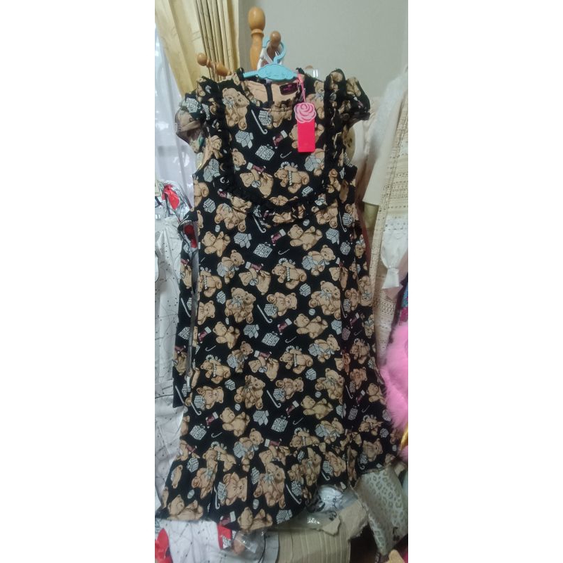 เดรสผ้าทอ เดรสวินเทจ น้องหมี widelia@real. freesize smlใส่ได้