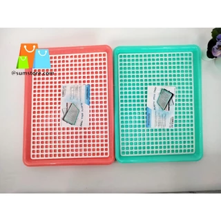 ถาดควำแก้วพลาสติก+ตะแกรง ขนาดด้านนอก 38x29x3cm. (กว้างxยาวxสูง) (S0017)