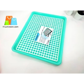ถาดควำแก้วพลาสติก+ตะแกรง ขนาดด้านนอก 38x29x3cm. (กว้างxยาวxสูง) (S0017)