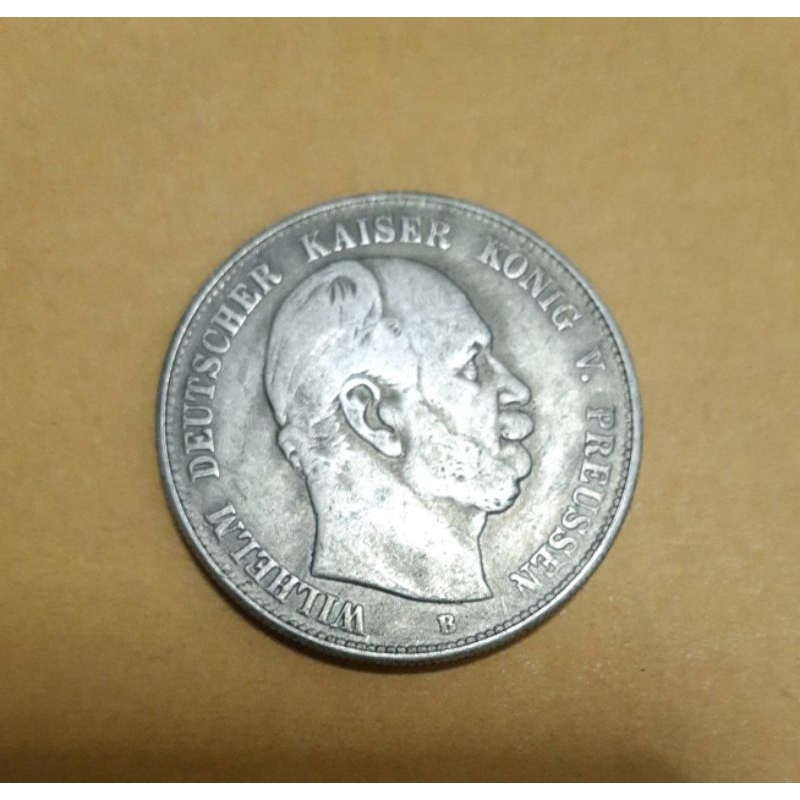 เหรียญเงินแท้ ปี1876B เยอรมัน PRUSSIA 2 MARK