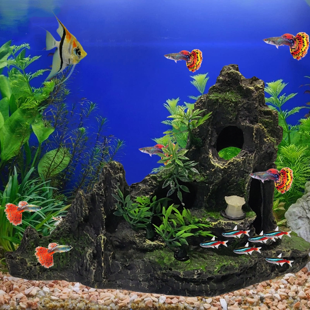 ภูเขาหินเรซินตกแต่งตู้ปลา(ภูเขาหิน วัสดุเรซิน สำหรับตกแต่งตู้ปลา ลวดลาย และสีสันสวยงาม เป็นธรรมชาติ ปลอดภัยต่อปลา) - รูปที่ 7