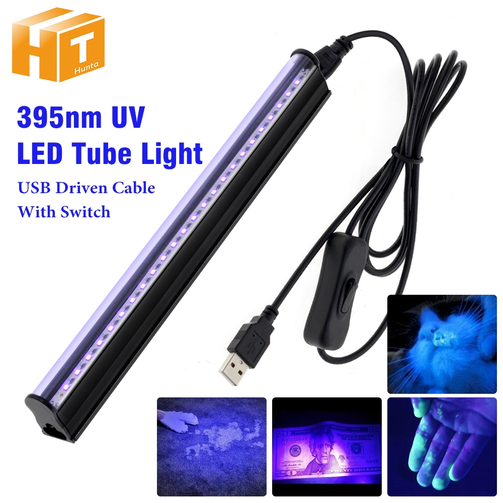 5V UV LED Tube Light ปลั๊ก USB พร้อมสวิตช์ 395NM UV LAMP สำหรับการทาสีร่างกาย/การทำความสะอาดสัตว์เลี้ยง/ธนบัตรการตรวจสอบ