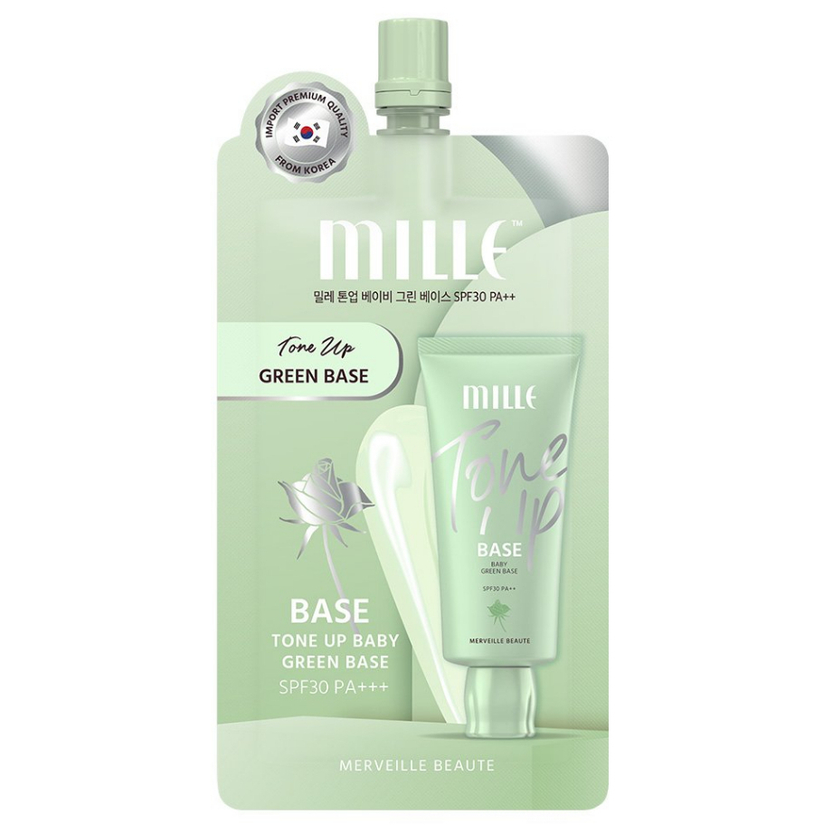 เป็นแบบกล่อง// เบสเขียว MILLE TONE UP BABY GREEN BASE SPF30 PA++ 6g