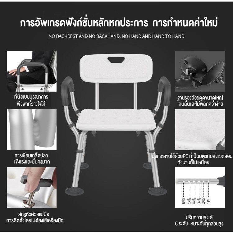 เก้าอี้อาบน้ำผู้สูงอายุ เก้าอี้นั่งอาบน้ำ รองรับนน.ได้ถึง 150กก สำหรับผู้สูงอายุ ผู้ป่วย เก้าอี้อาบน้ำหญิงตั้งครรภ์ - รูปที่ 4