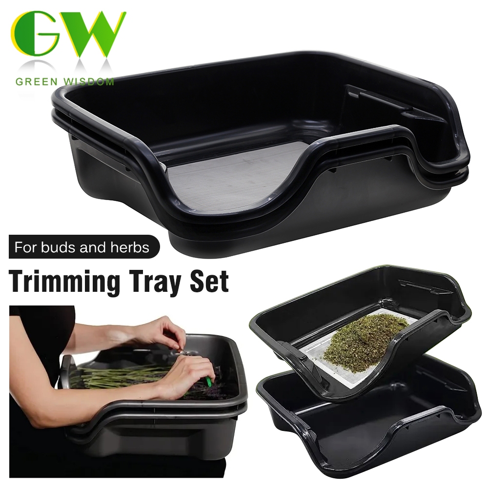 Black Plastic Trimming Tray Set with 150/220 Micron Screen Mesh