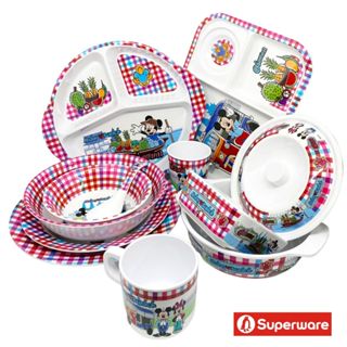 Superware จานชามเมลามีน แก้วน้ำ ช้อนส้อม ลายการ์ตูน มิกกี้ D…