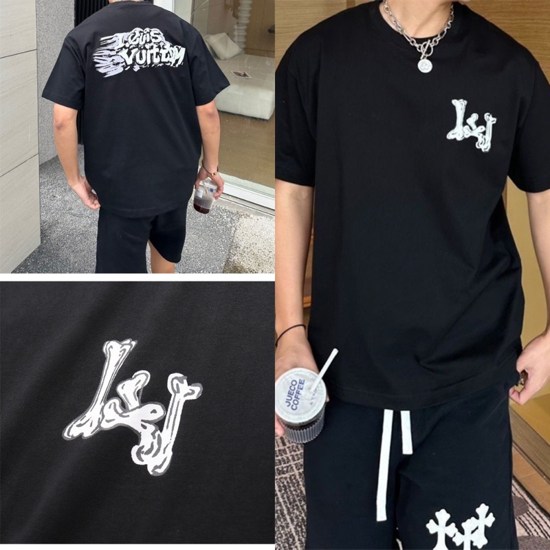 รหัส ขส2648 สวยมาก ตรงปก 💯LV T-shirt เสื้อยืดคอกลมแขนสั้น สกรีนหน้า งานป้าย Premium ผ้าเดียวกับในชอป
