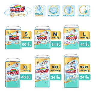 <1ห่อ> กูนน์พรีเมี่ยมซุปเปอร์จัมโบ้ มัมมี่คิสแพ้นท์ แบบกางเกง ซึมซับน้ำได้6แก้ว