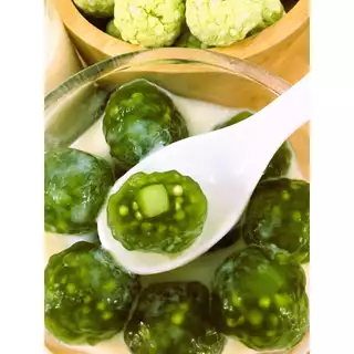 แป้งบัวลอยสาคูวิลาศ ใบเตยหอมไส้แห้ว Home made100%ต้นตำรับสูตรคุณยายBy jasmine