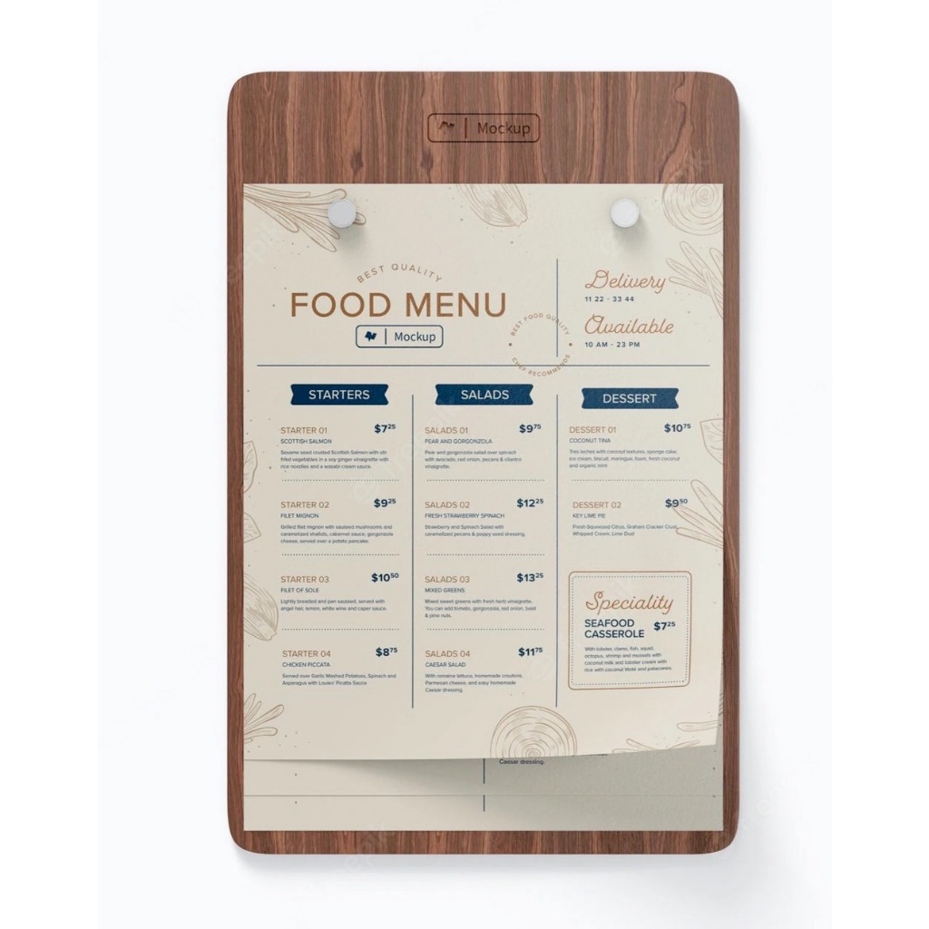 เมนูไม้จามจุรี A4 l Wooden Menu A4