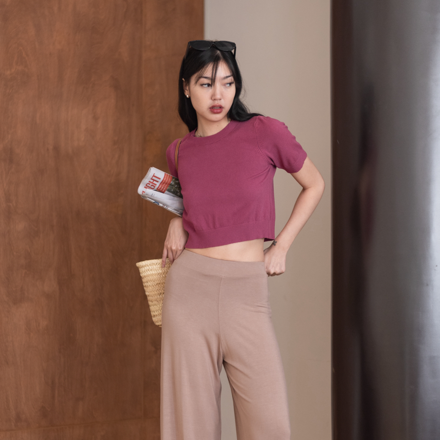 MERMAIDSTUDIO - KNIT CROP TOP เสื้อไหมพรมแขนสั้น #3720