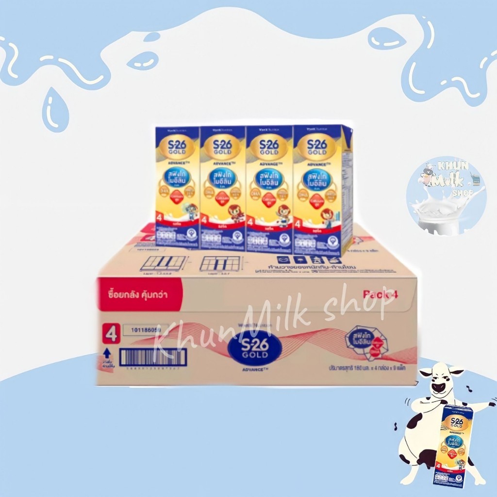 [UHT] [EXP​:05/04/2025] S-26 Gold สูตร 4 นมกล่อง เอส-26 โกลด์ นมยูเอชที สูตร 4 (แพ็ค 36 กล่อง)