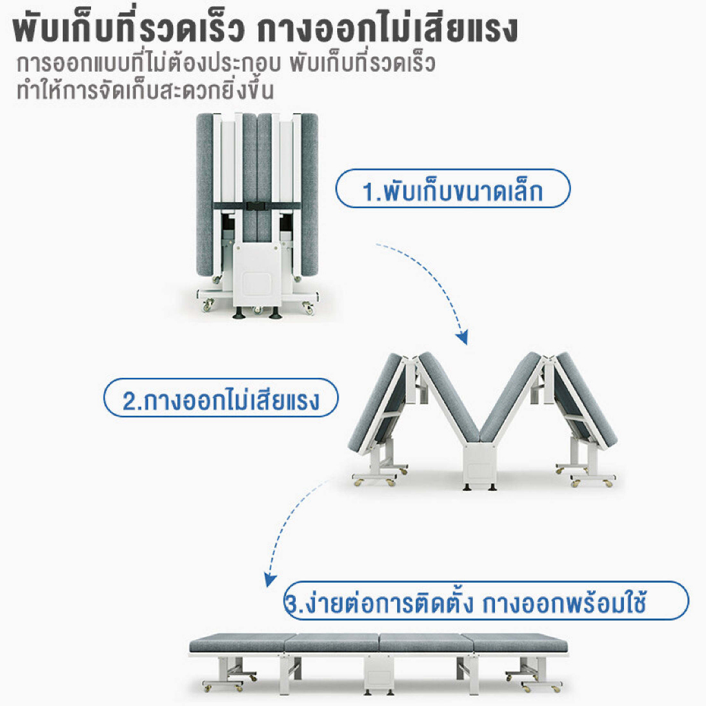 iF เตียงพับ 195cm เตียงนอนพับได้ ไม่ต้องประกอบ รับน้ำหนักได้200ปอน folding bed - รูปที่ 2