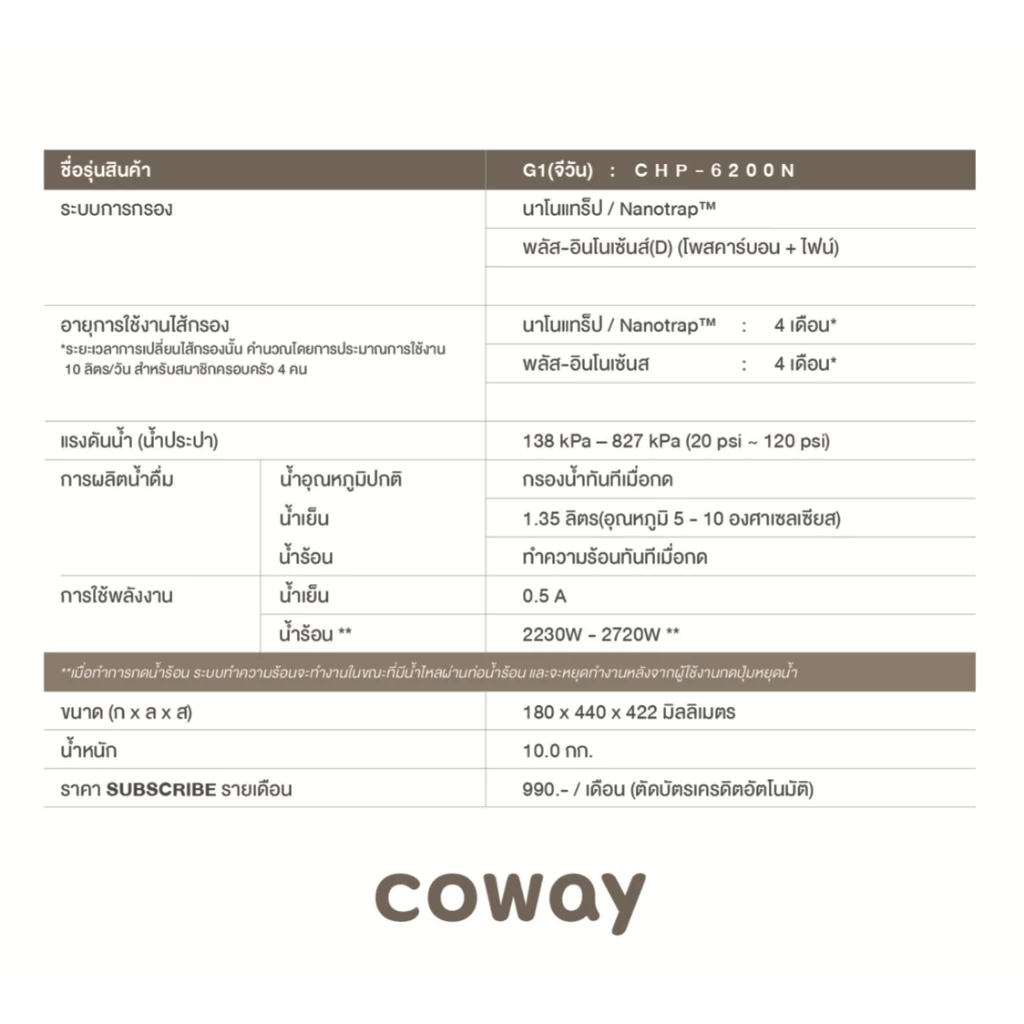 เครื่องกรองน้ำ Coway รุ่น G1 น้ำแร่ ร้อน เย็น thumbnail 8