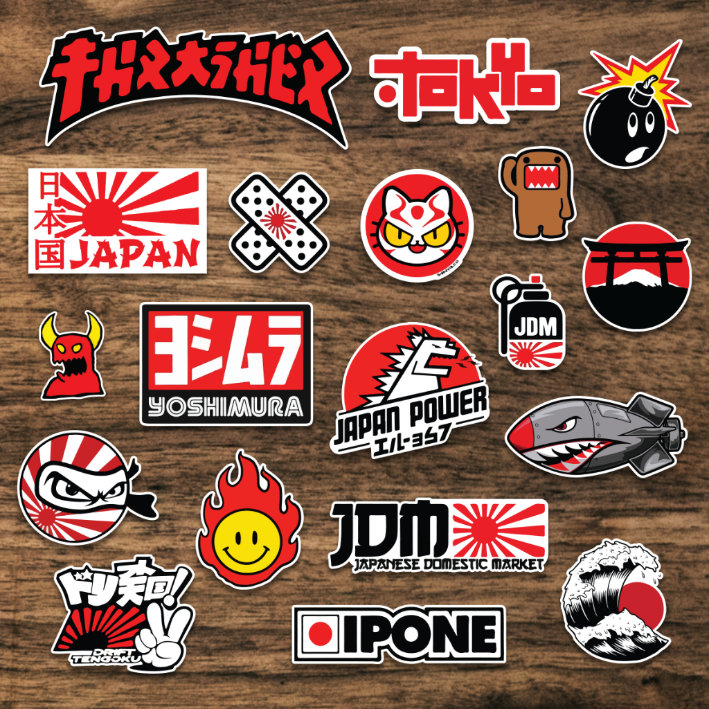 (คุ้มสุดๆ19ชิ้น) สติกเกอร์ ลายญี่ปุ่น Japan ติดรถมอไซน์ ตกแต่งรถ กันน้ำได้100%