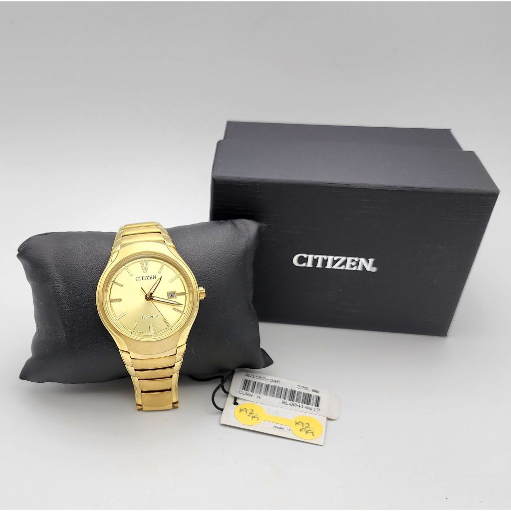 นาฬิกา CITIZEN MEN'S AW1552-54P ECO DRIVE GOLD TONE STAINLESS STEEL WATCH 40 MM พร้อมกล่อง (ใหม่มีตำ