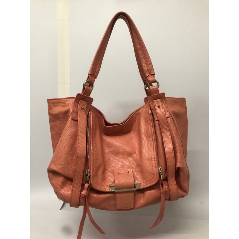 กระเป๋ามือสอง KOOBA หนังแท้ สีส้ม อะไหล่เงิน ขนาด 12 นิ้ว พร้อมส่ง