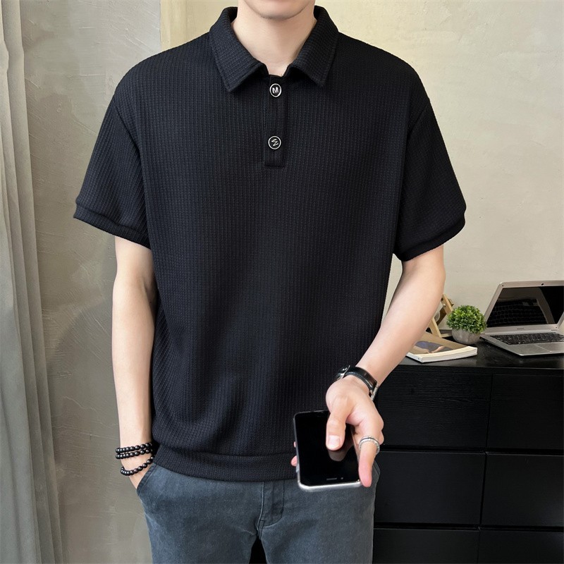 เสื้อเชิ้ตผู้ชายแขนสั้น ลายวาฟเฟิล 45-90KG สินค้ามาใหม่ เสื้อเชิ้ตแขนสั้น ผ้านุ่มไม่เปลี่ยนรูปทรง