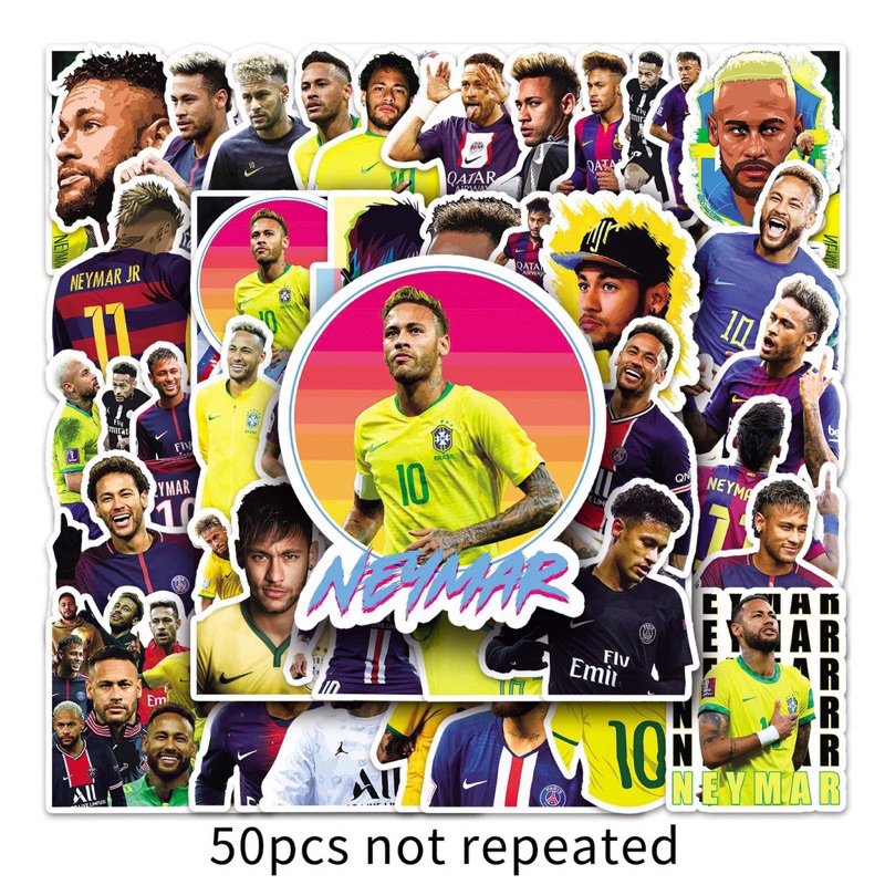 สติ๊กเกอร์ Neymar 583 เนย์มาร์ 50ชิ้น บาร์ซ่า บาซ่า psg ฟุตบอล messi บราซิล ronaldo liverpool เสื้อ บอล Ronaldo โรนัลโด้