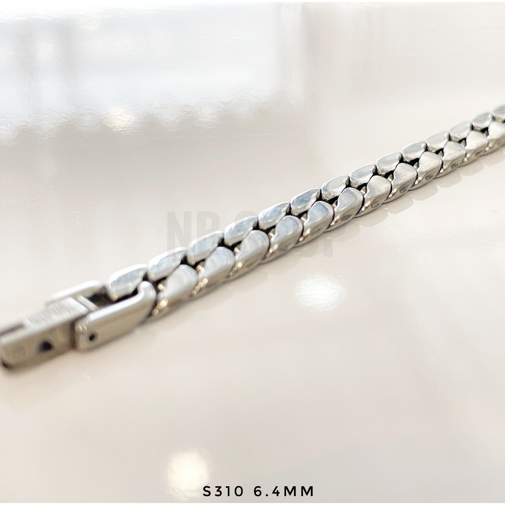 S-310 ขายถูก สร้อยข้อมือสแตนเลสแท้ ขนาด6.4mm สร้อยข้อมือสแตนเลส เลสข้อมือ สแตนเลสงานเกรดพรีเมี่ยมตะขอเข้ารูป