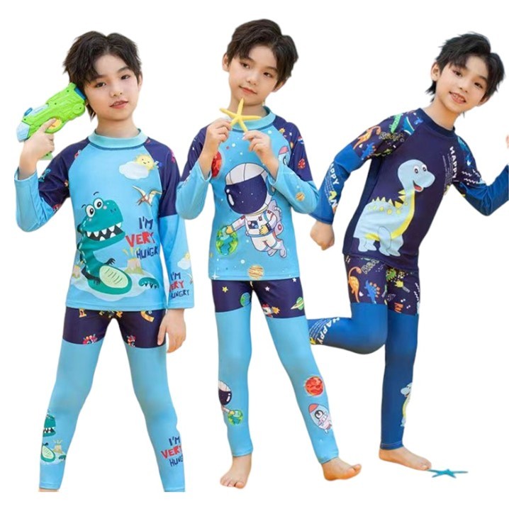 ชุดว่ายน้ำเด็ก 2-12 ปี ชุดว่ายน้ำเด็กผู้ชาย พร้อมหมวก F4.5.6.7