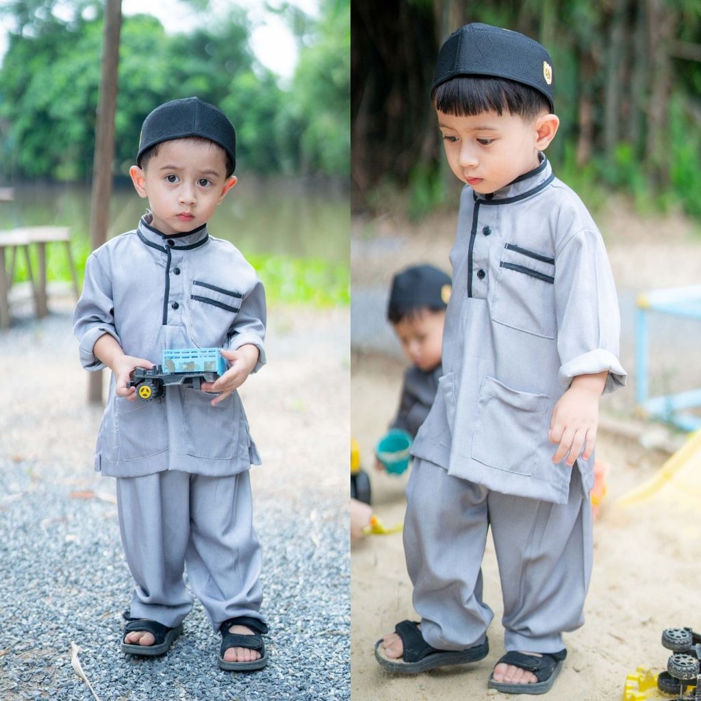 ชุดปากีเด็กผู้ชายเสื้อและกางเกง แต่งกุ้น คละเฉดสีคละเนื้อผ้า ใส่สบาย มีหลายสี BA21 วาริสมุสลิมEP3.