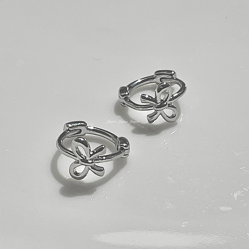 [Jinjoo]-EE42-ต่างหูห่วงโบว์ 8 mm. มินิมอล🎀✨ รหัส EE42