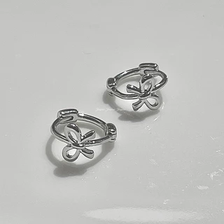 [Jinjoo]-รหัส H42-ต่างหูห่วงโบว์ 8 mm. มินิมอล🎀✨