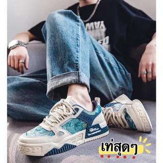 มาใหม่ marian.shop 🔥รุ่นใหม่สุดฮิต🔥 รองเท้าผ้าใบผู้ชาย เท่ๆ A0453 ฟ้า ครีม พร้อมส่ง
