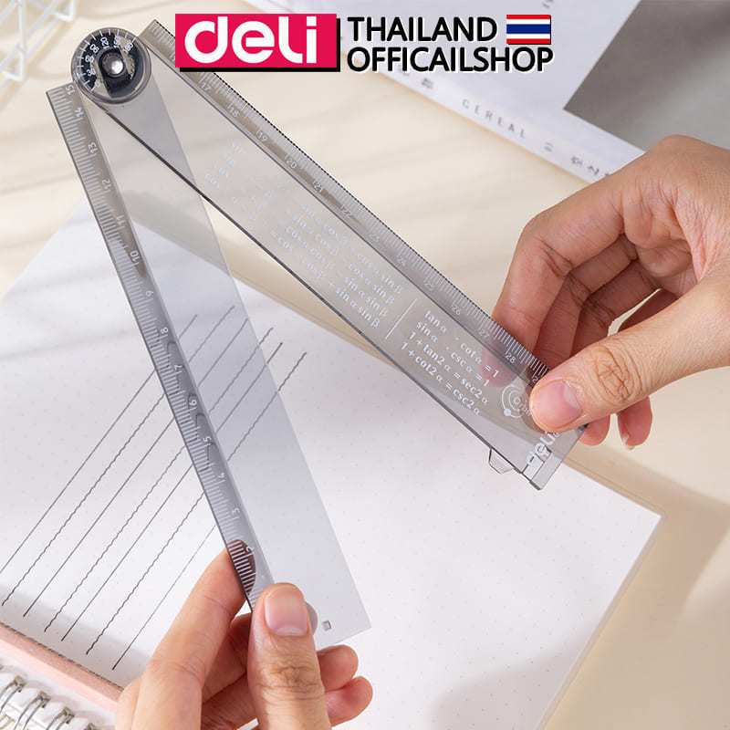 ไม้บรรทัด Deli ไม้บรรทัดพับได้ ใช้ขีดเส้นตรง วัด ความยาว ความกว้าง พกพาง่าย ประหยัดเนื้อที่ ขนาด 30cm (แพ็ค 1 ชิ้น)