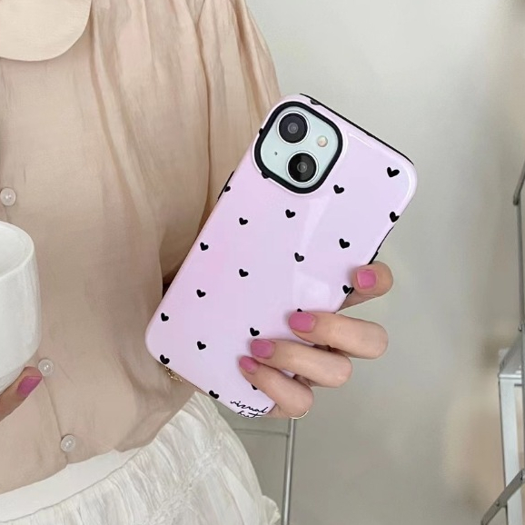 จัดส่งภายใน24ชม รูปหัวใจ สีชมพู 2 อิน 1 หวานสวย iphone 11 14 15 pro max เปลือกแข็ง ขอบเต็ม y2k case for iPhone 12 13