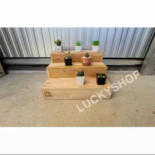 ชั้นวางต้นไม้ ชั้นวางของแบบขั้นบันไดแบบข้างทึบ3ชั้น4ชั้น