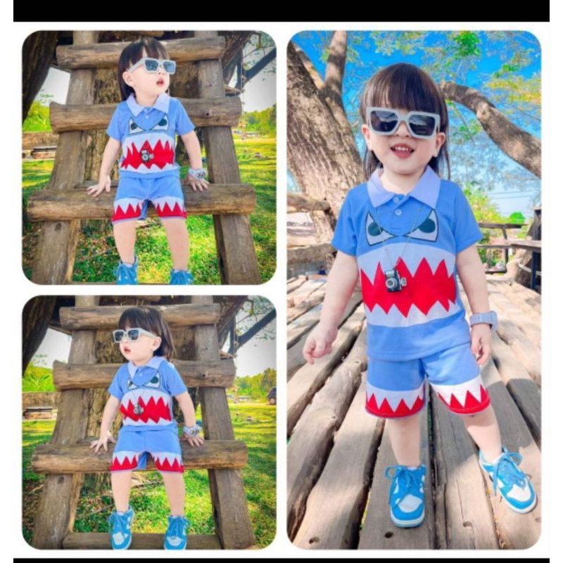 ชุดเด็ก ชุดฉลามฟ้าโครตว้าว