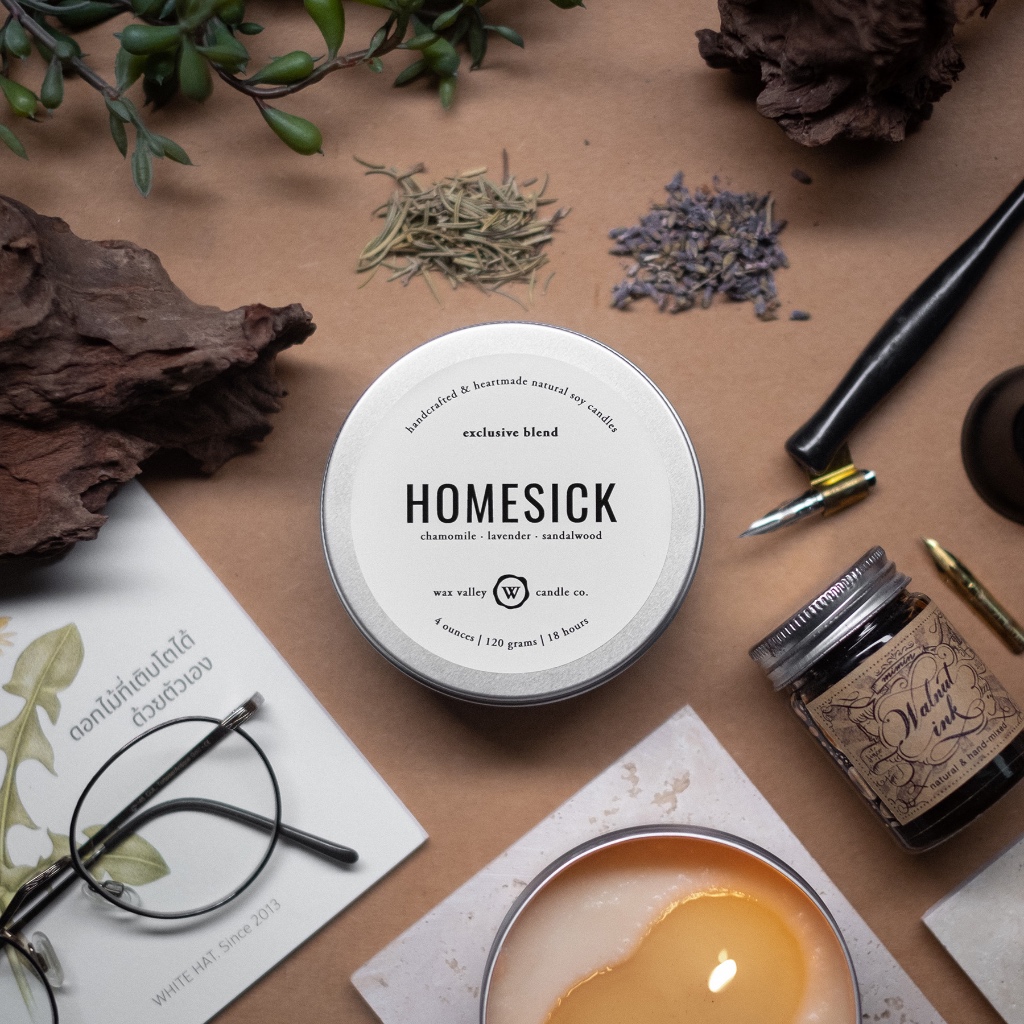 เทียนหอมไขถั่วเหลือง กลิ่น Homesick - Chamomile, Lavender & Sandalwood