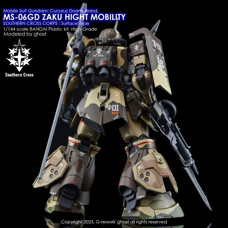 ⬛️ดีคอลน้ำ GHOST HG GTO DECAL MS-06GD ZAKU GROUND TYPE 1 ชุด มี 3 แผ่น เรืองแสงแบล็คไลฟ์ - รูปที่ 2